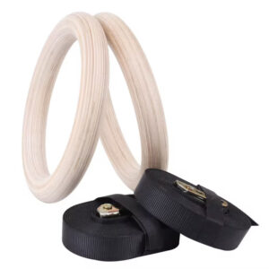 Adjustable Strap Wooden Gym Rings for Core Strength Exercise